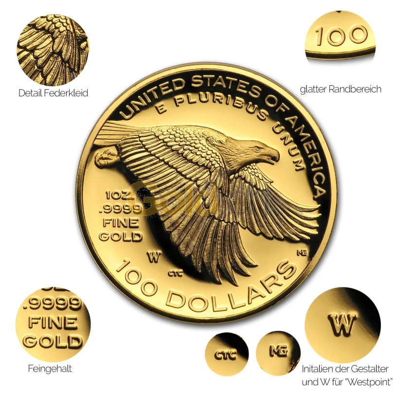 Goldmünze American Liberty 2017 - Details des Avers