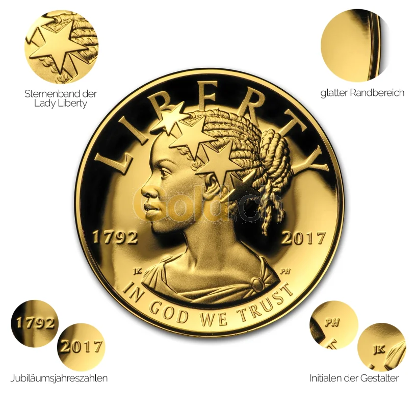 Goldmünze American Liberty 2017 - Details des Revers