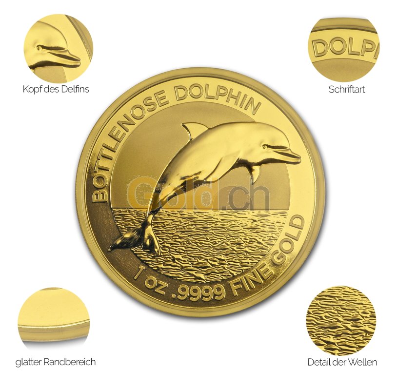 Goldmünze Bottlenose Dolphin - Details des Revers