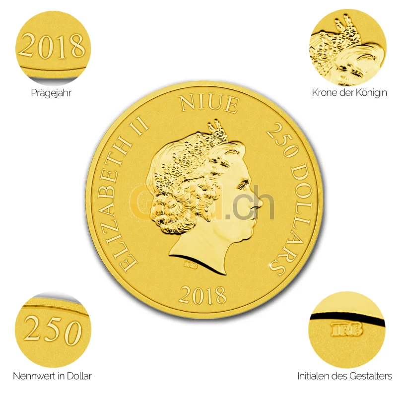 Goldmünze Dagobert Duck - Details des Avers Goldmünze Dagobert Duck - Details des Avers