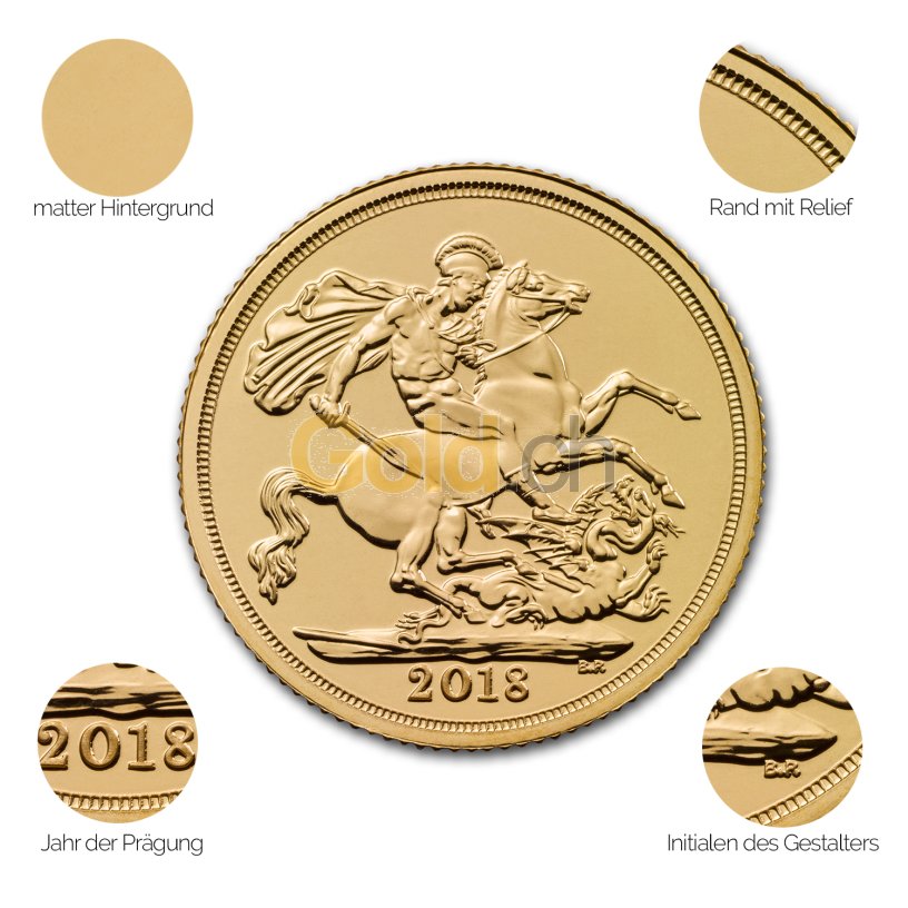 Goldmünze Sovereign - Details des Revers