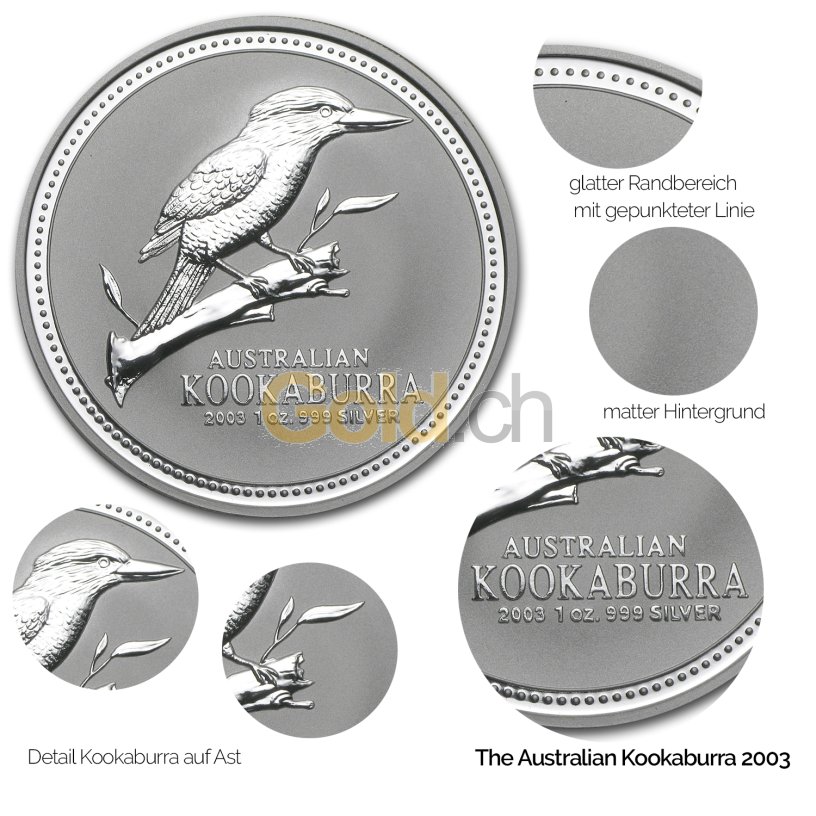 Details der Silbermünze Kookaburra 2003