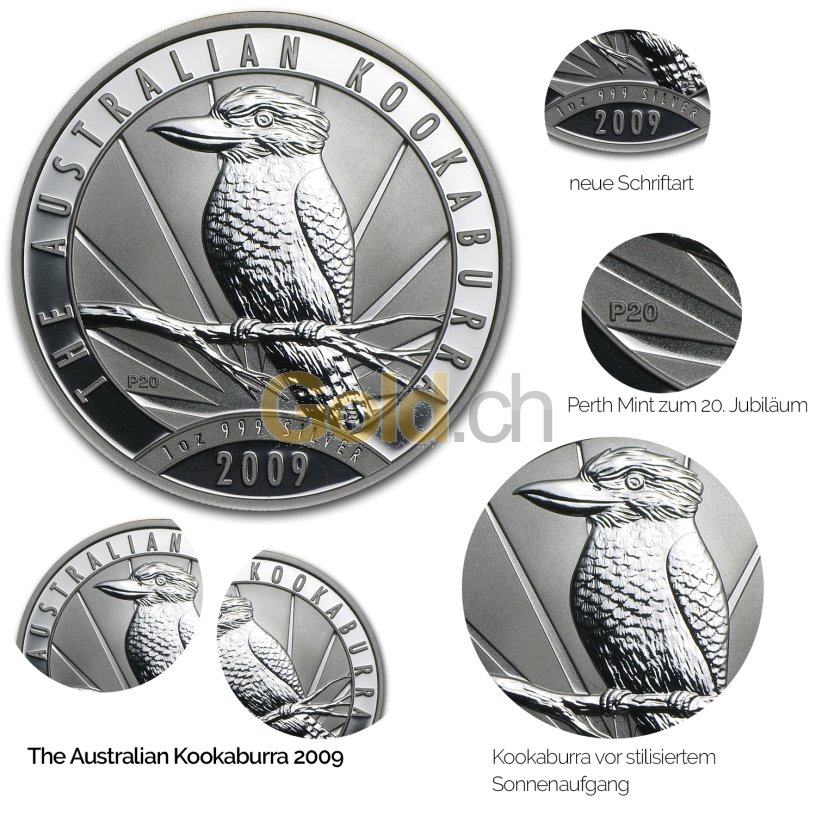 Details der Silbermünze Kookaburra 2009