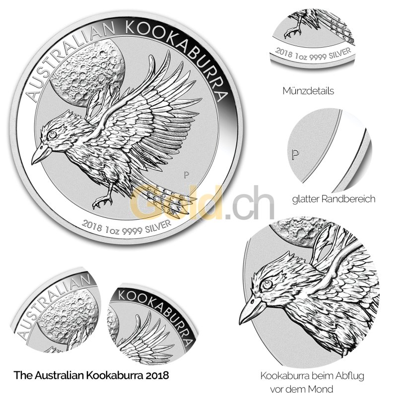 Details der Silbermünze Kookaburra 2018
