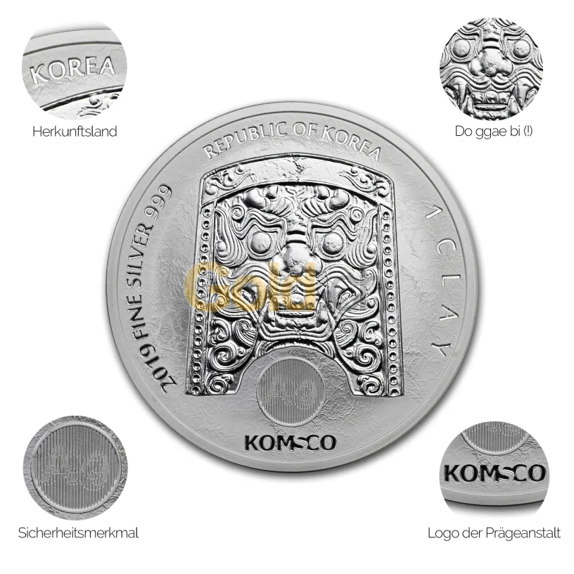 Silbermünze Chiwoo Cheonwang - Details des Avers Silbermünze Chiwoo Cheonwang - Details des Avers