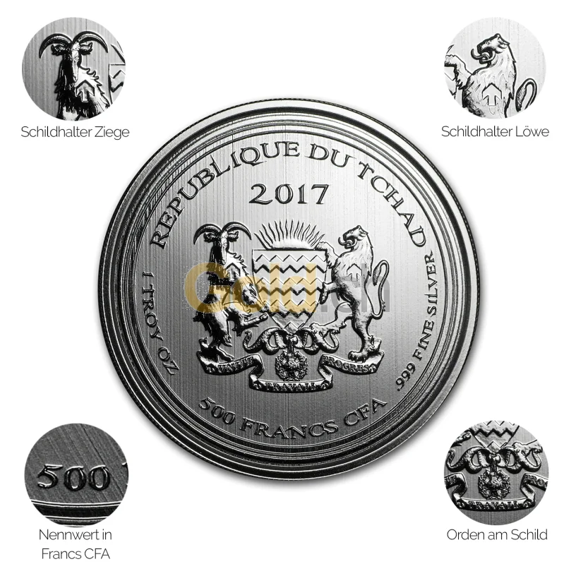 Silbermünze Deathstalker Scorpion - Details des Avers Silbermünze Deathstalker Scorpion - Details des Avers