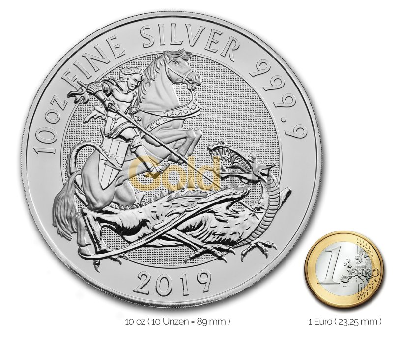 Größenvergleich Valiant Silbermünze mit 1 Euro-Stück